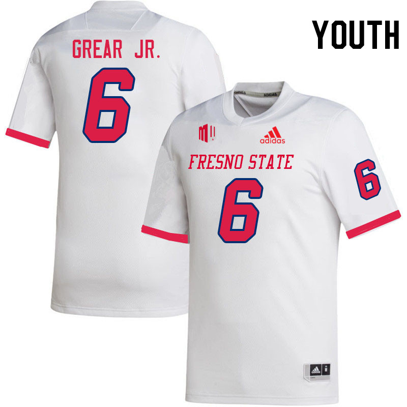 Youth #6 Tim Grear Jr. Fresno State Bulldogs College Football Jerseys Stitched Sale-White